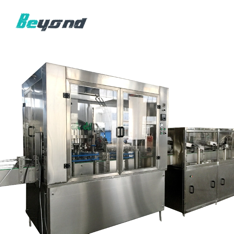 Cg Series Fully Automatic Small Bottle Beer Carbonated Beverage Mine Filling Packaging Sealing Machine with PLC Control